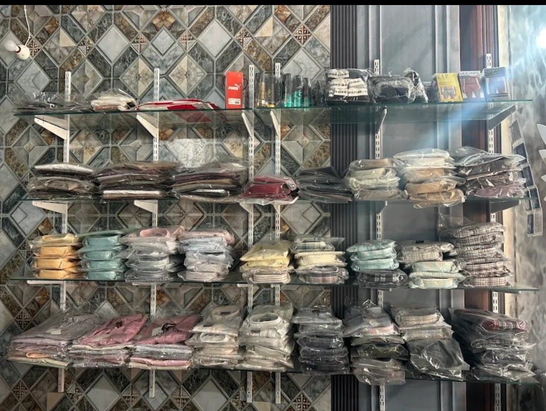 Inside shelves at Chardikala Garments